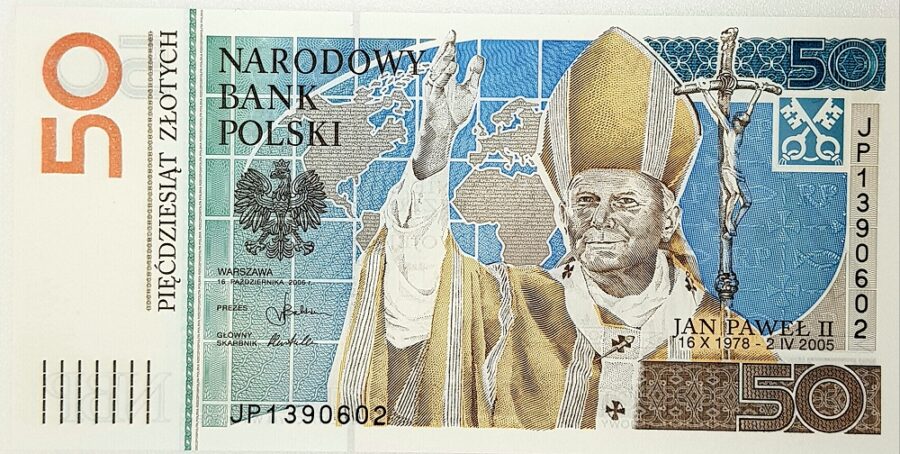 "Polish 50 Zloty Commemorative Banknote featuring Pope John Paul II - Celebrating a Spiritual Legacy"